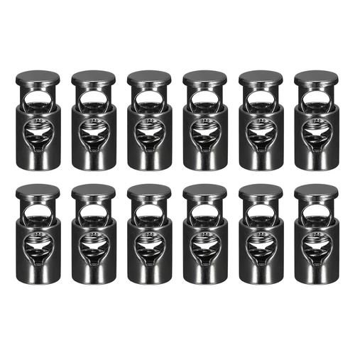 12pcs Single Hole Spring Cord Locks Toggle Stoppers 0.25"Hole for Clothes Black - Picture 1 of 7