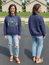 Vintage Lee Sweatshirt Womens Large Blue The Coolest Mom In The World Crewneck L