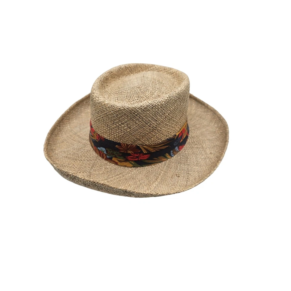 Sombrero Country Gentleman Tejido de Paja Panamá Ala Ancha Tostado Natural con Banda Talla M Foto 2 de 4