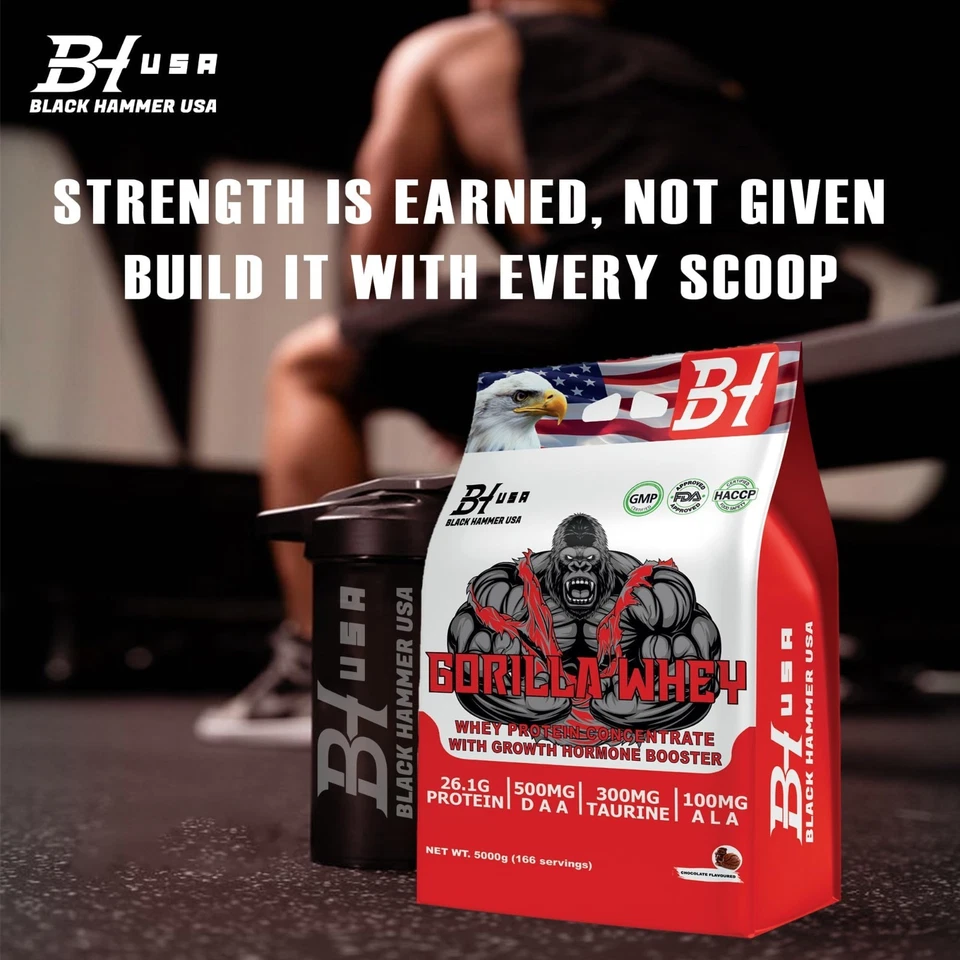 Gorilla Whey Protein 5KG Schoko| BCAA & Free EAA Amino Acids | Black Hammer USA - Bild 4 von 4