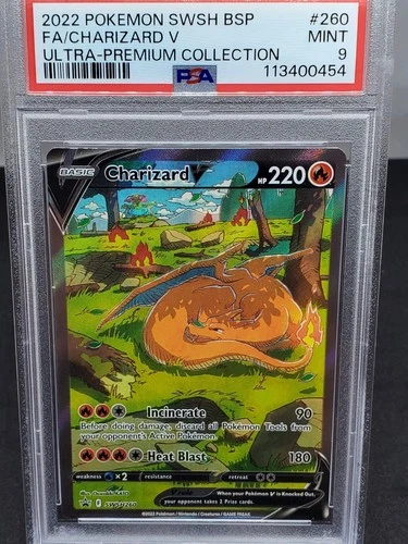 2022 POKEMON SWSH ULTRA-PREMIUM COLLECTION PROMO #260 FULL ART/CHARIZARD V PSA 9