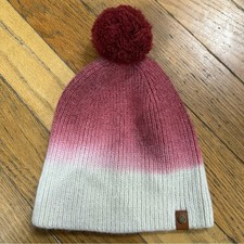 Frye Co Red Ombre Pom Pom Beanie Hat