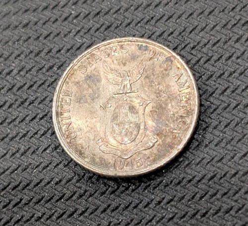 1945-D Philippines Silver 20 Centavos US Administration Uncirculated Dark Toning - Picture 1 of 2