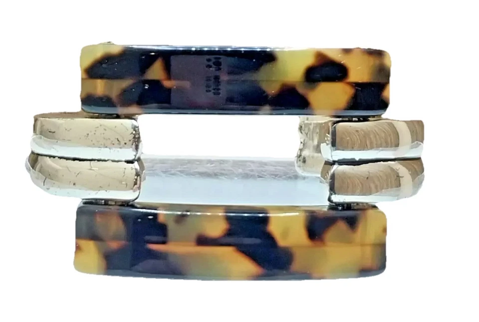 Brazalete Ralph Lauren RLL imitación caparazón de tortuga tono plata preppy dinero antiguo Foto 3 de 4