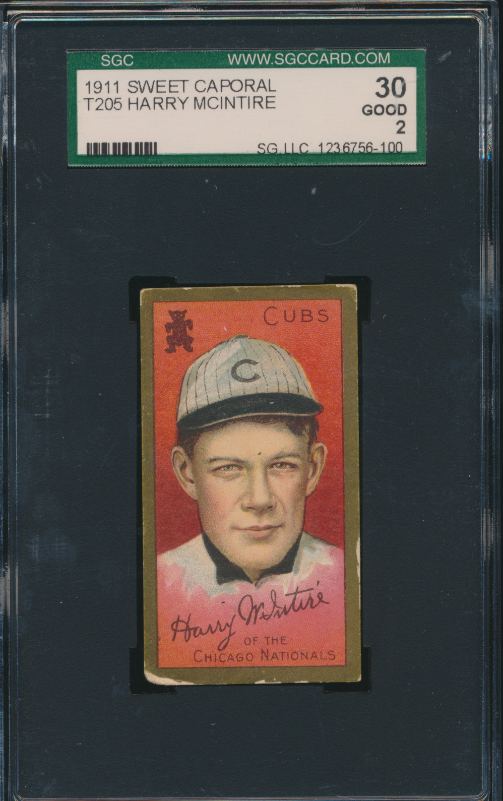1911 Sweet Caporal T205 Harry Mcintire Chicago Cubs SGC 2