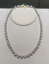 40ct Round Cut Lab Grown Diamond 14k Yellow Gold Tennis 15in Diamond Necklace