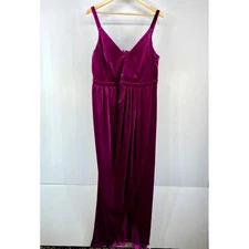 Nightway Magenta Stretch Velvet V Neck Faux Wrap Maxi Dress Womens 14W