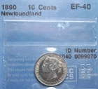 1890 Newfoundland 10 Cents CCCS graded EF-40