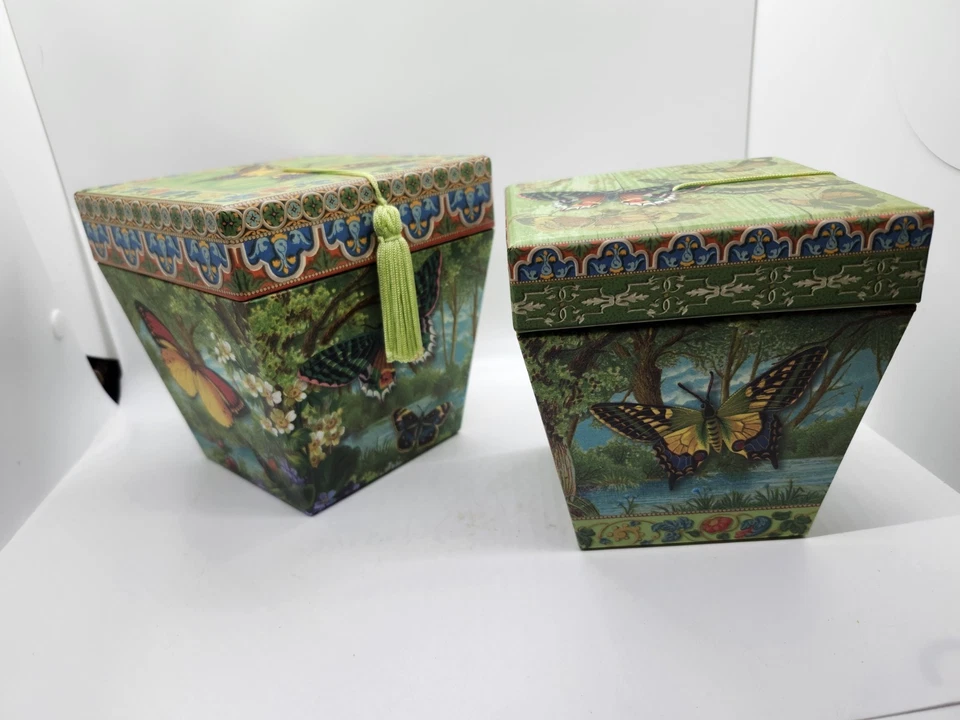 Punch Studios Nesting Boxes S/2 Butterflies Stackable Beautiful Illustrated - Image 2 of 4
