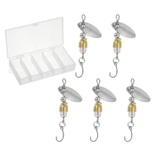 5Pcs 1/8 Oz Fishing Lures Spinnerbait Single Hook Trout Spinners Silver Tone