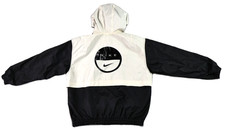 Vintage Y2K NIKE L Black White REVERSIBLE Windbreaker Hooded Swoosh Jacket