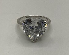 Sterling Silver Ring with Colorless Heart Stone Size 6