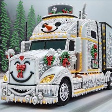 SHICERNHJ Christmas Special Shape Diamond Art Kits, Winter Truck 5D SH106
