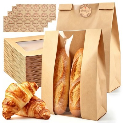 60 Pcs Large Bread Bags for Homemade Bread & Sourdough, Kraft Bakery Bags wit...