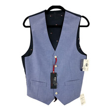 Tommy Hilfiger Mens Bradley Five Button Suit Vest Blue Formal Stretch S New
