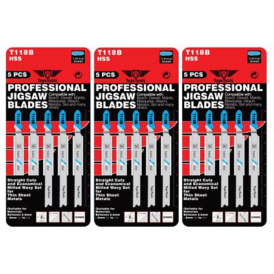 15 x TopsTools T118B Jigsaw Blades for Sheet Metal Fine Cut Dewalt Bosch  Makita UK