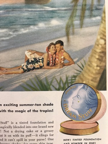 Woodbury Dream Stuff Vtg 1949 Print Ad Tropic Dream Couple On Hawaiian Beach - Picture 3 of 3