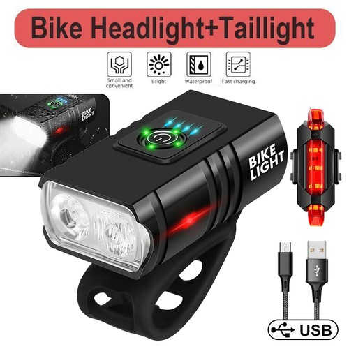 LED USB Fahrrad Licht Set Beleuchtung Set 1000 LUX Scheinwerfer Lampe - Bild 1 von 6