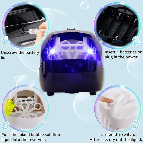 Electric Bubble Machine 2 Speed Bubble Blower for Kids Parties Weddings Outdoor - Picture 10 of 13