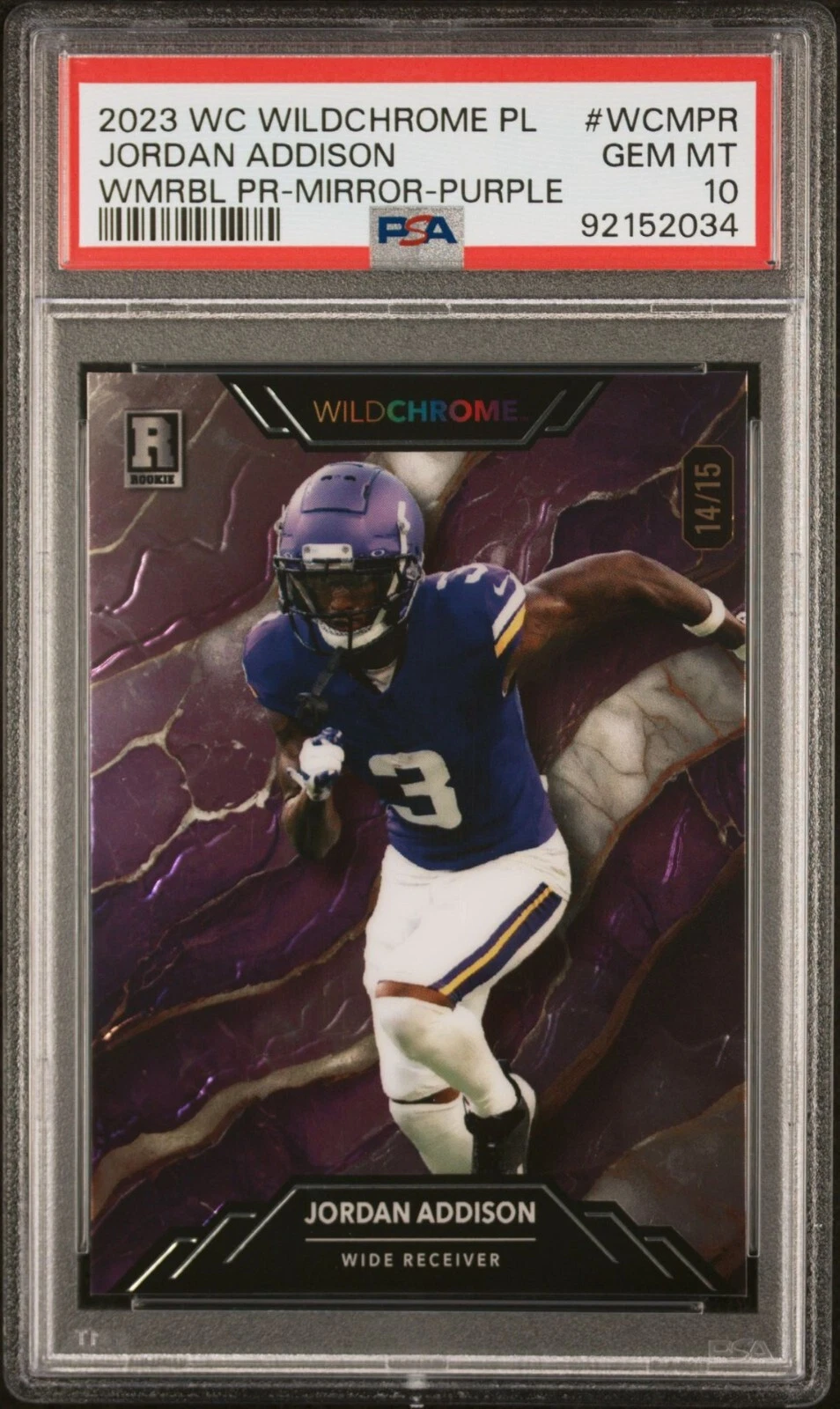 Jordan Addison Wild Card Wildchrome Pro-Look Wildmarble Promo #WCMPR Mirror Foil-Purple