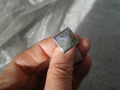 Labradorit Pyramidenring, Gr. N/O, 7,9 Karat, 2,52 Gramm 925 Sterling Silber