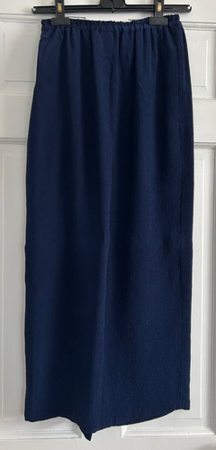 KISS OF THE WOLF Blue Silk Quilted Hand Dyed 36" Maxi Skirt w Leg Split - Small
