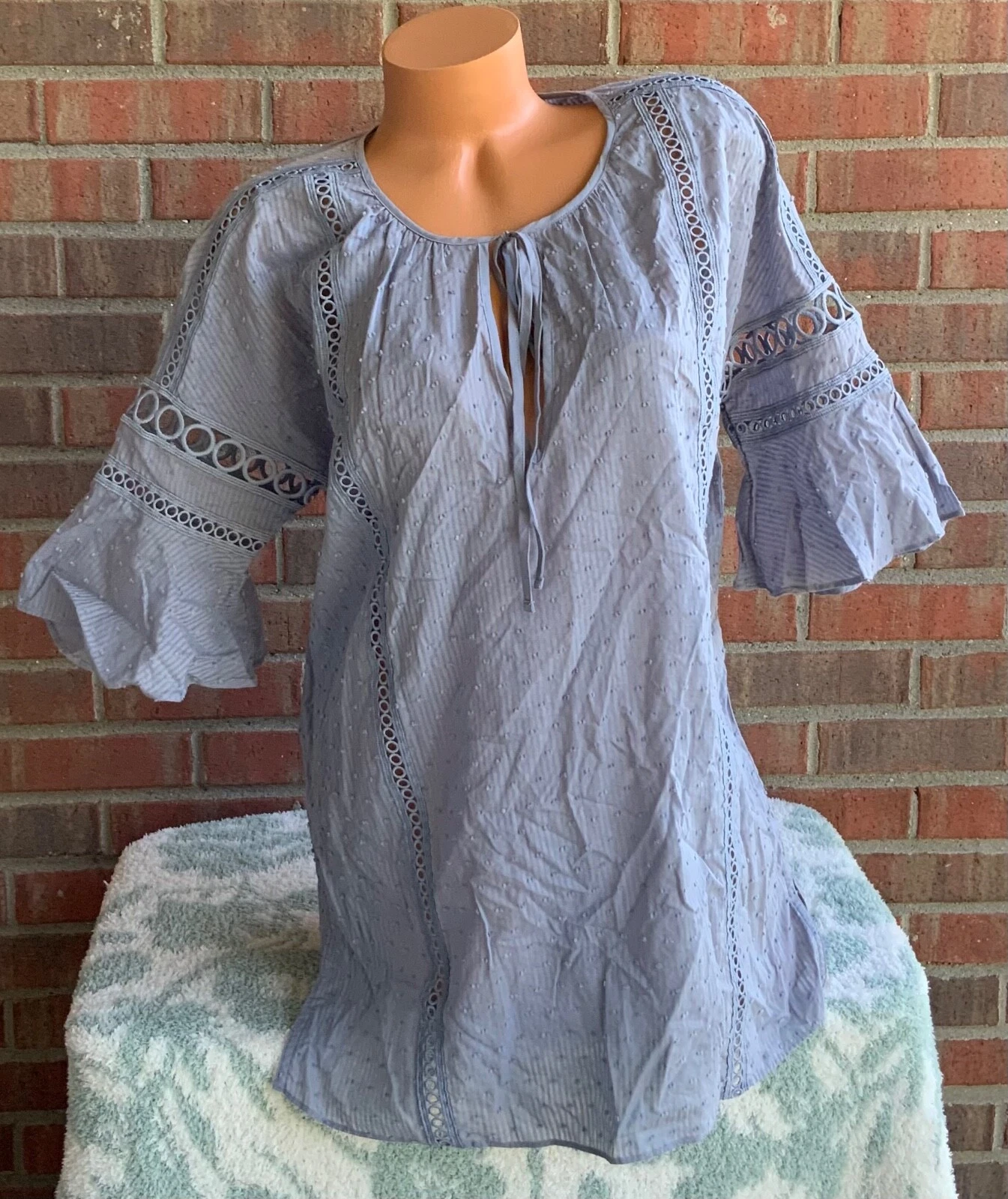 UNDERCOVER Camicia da letto Victoria's Secret mini abito cotone manica a campana ricamo