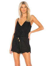 Chaser L117006 Womens Black Surplice Vent Back Romper Size XS