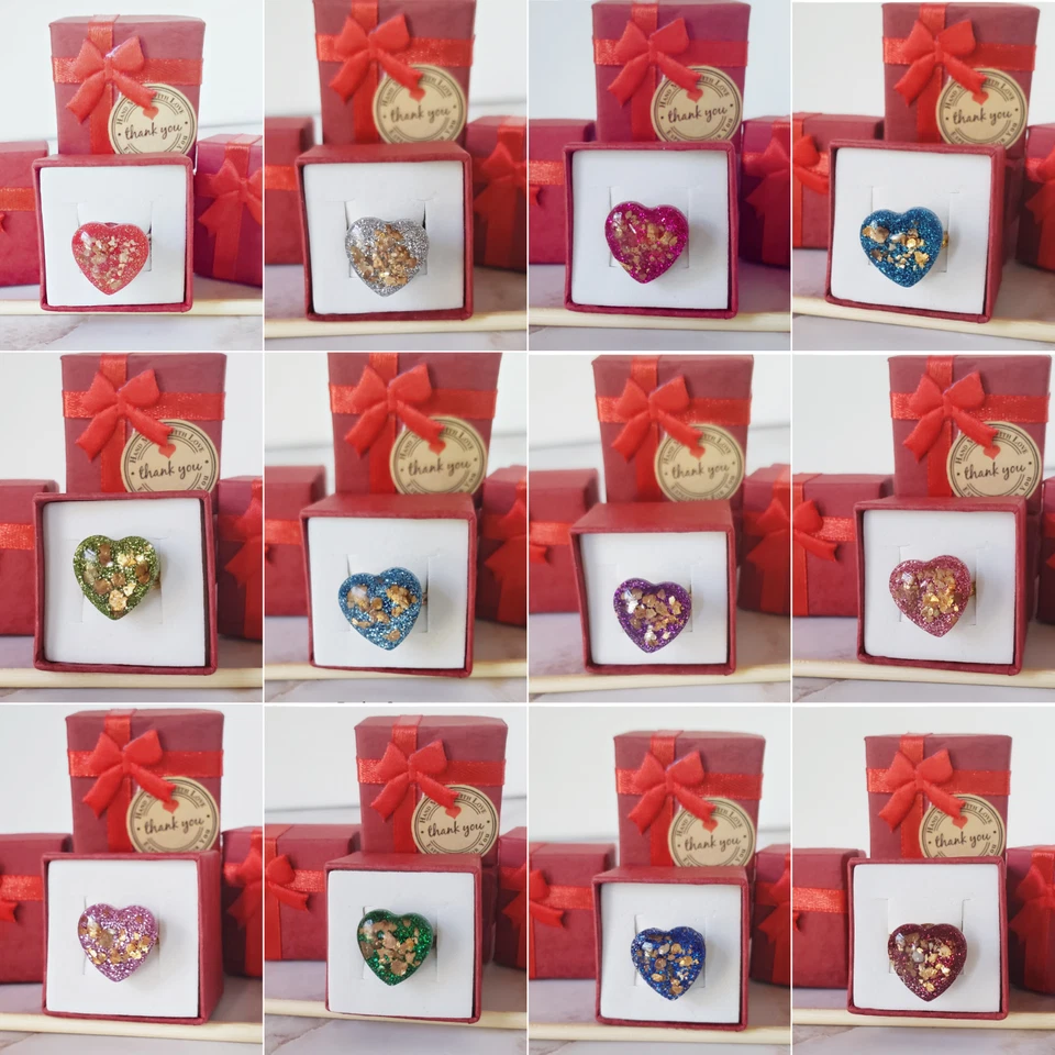 闪耀心形戒指 声明戒指 鸡尾酒戒指 时尚戒指 金色 — 第 4/4 张图片