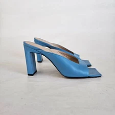 Wandler blue leather square toe Isa High Heel Mule, 38