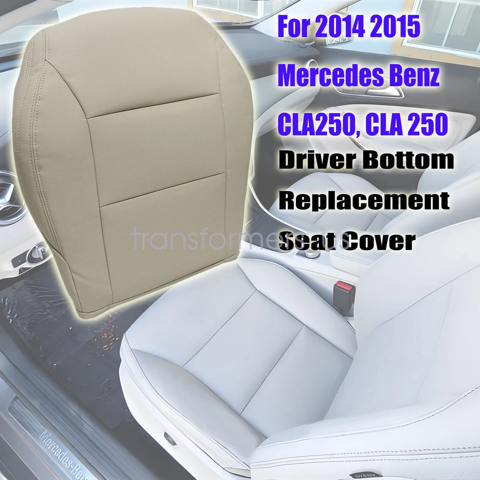 Cubierta de asiento de cuero tostado inferior del conductor delantero para Mercedes Benz CLA 250 2014 2015 Foto 2 de 4