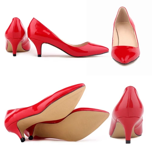 Scarpe da ufficio chic da donna tacco medio basso tacco slip on décolleté scarpe da lavoro taglia - Foto 5 di 49