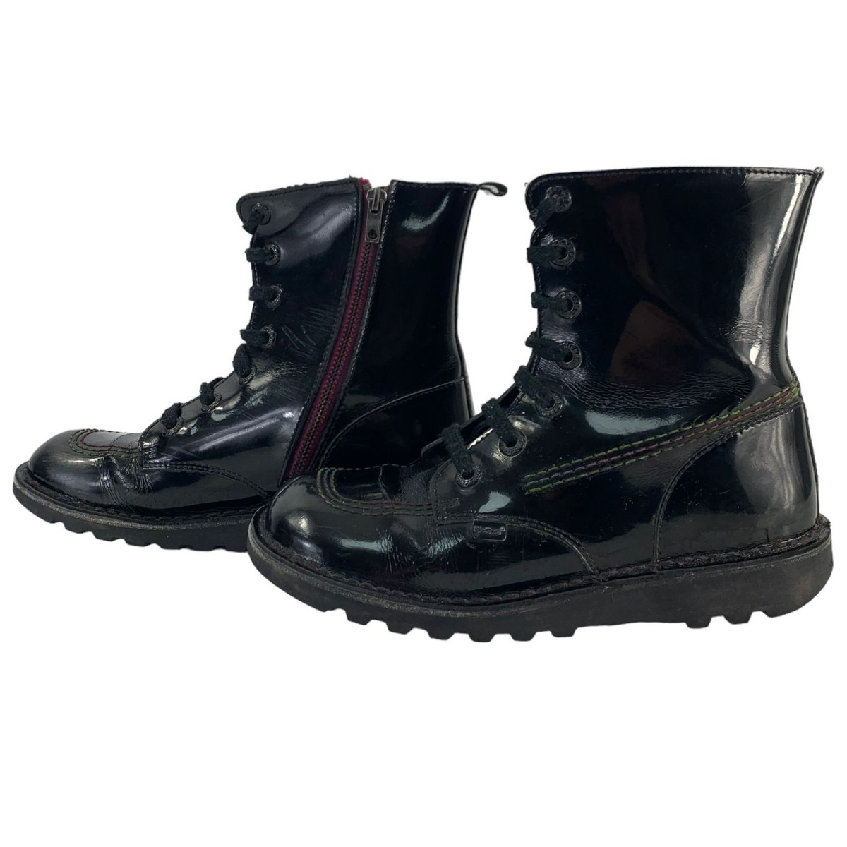 Kickers Kizziie Patent Higher Lace Zip Up Boots Women's Black