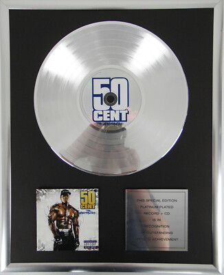 50 Cent The Massacre gerahmte CD + 12'' Vinyl + goldene/platin Schallplatte