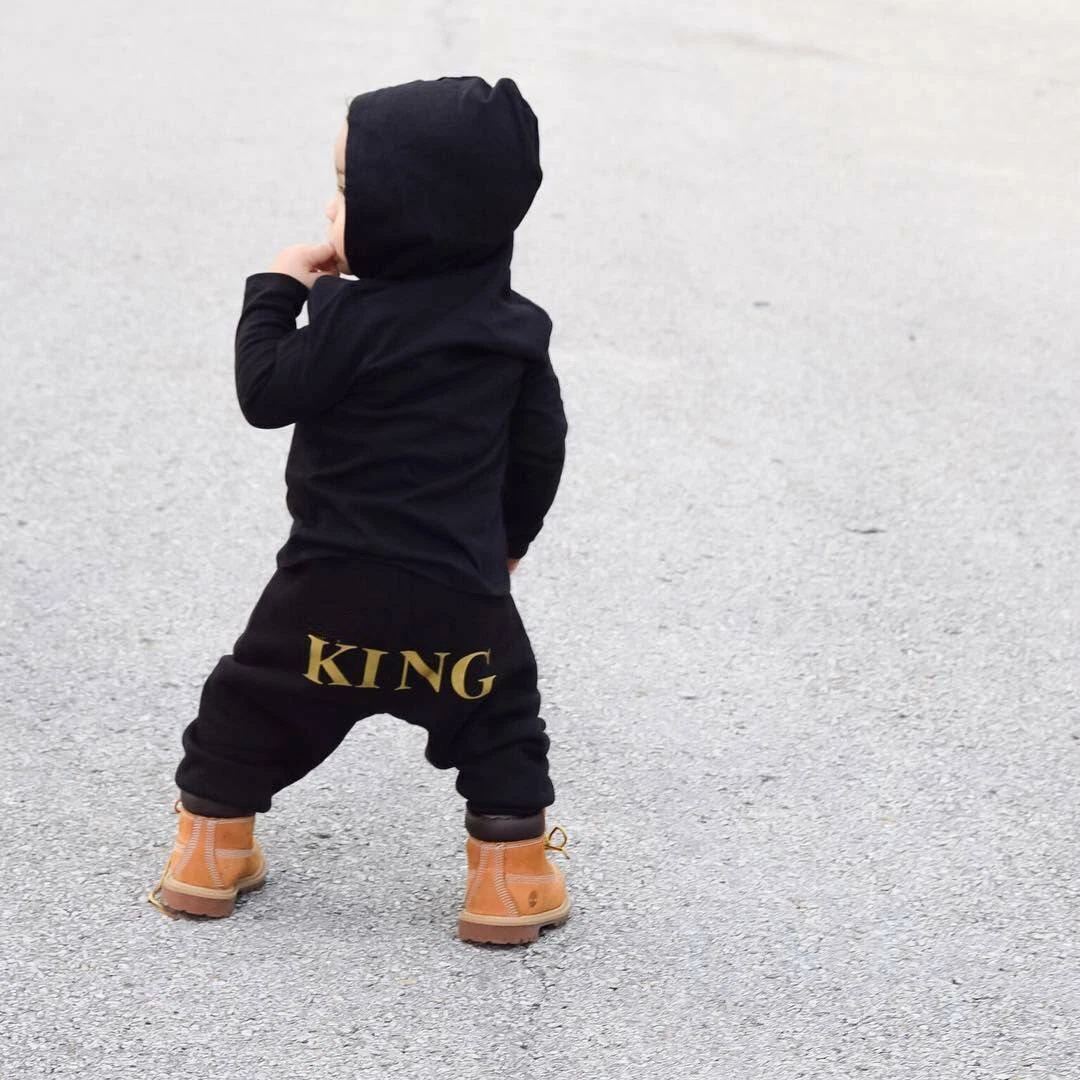 Toddler Kids Baby Boys King Long Sleeve Hoodie Tops Sweatshirt