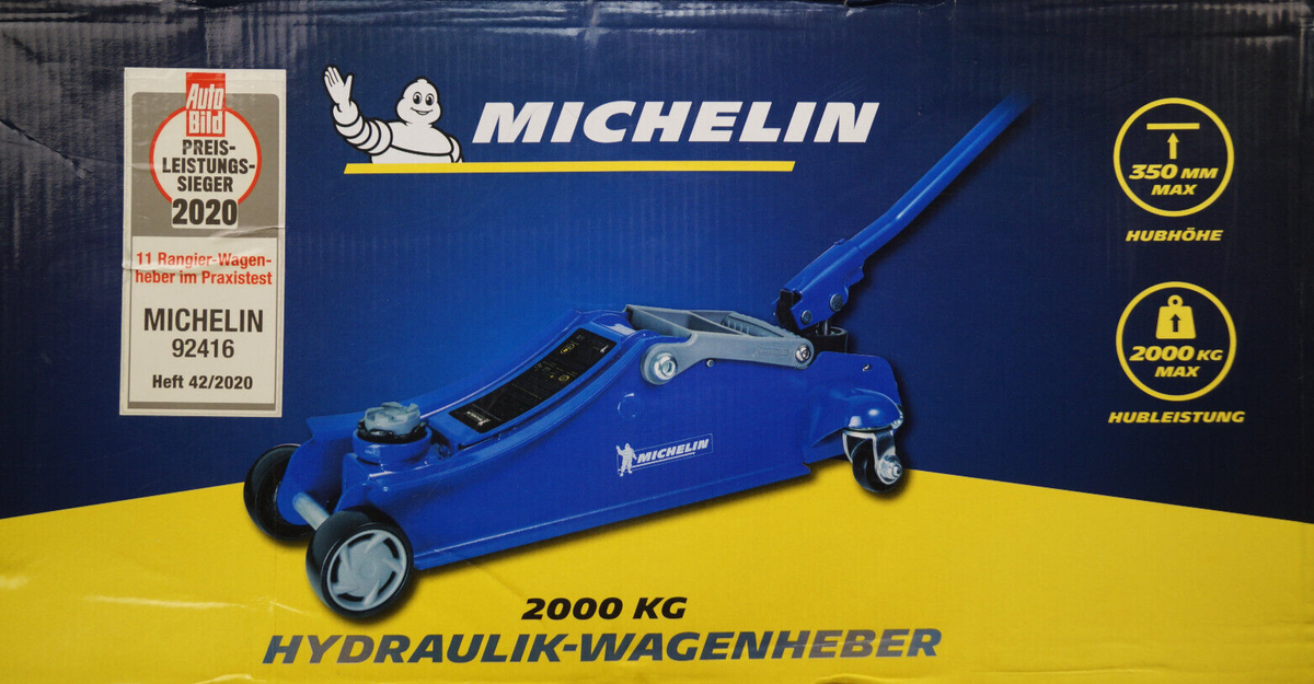 MICHELIN Hydraulischer Wagenheber 2000 Kg & Goodyear Drehmomentschlüssel Set: Profi-Werkzeug Für Auto & Motorrad