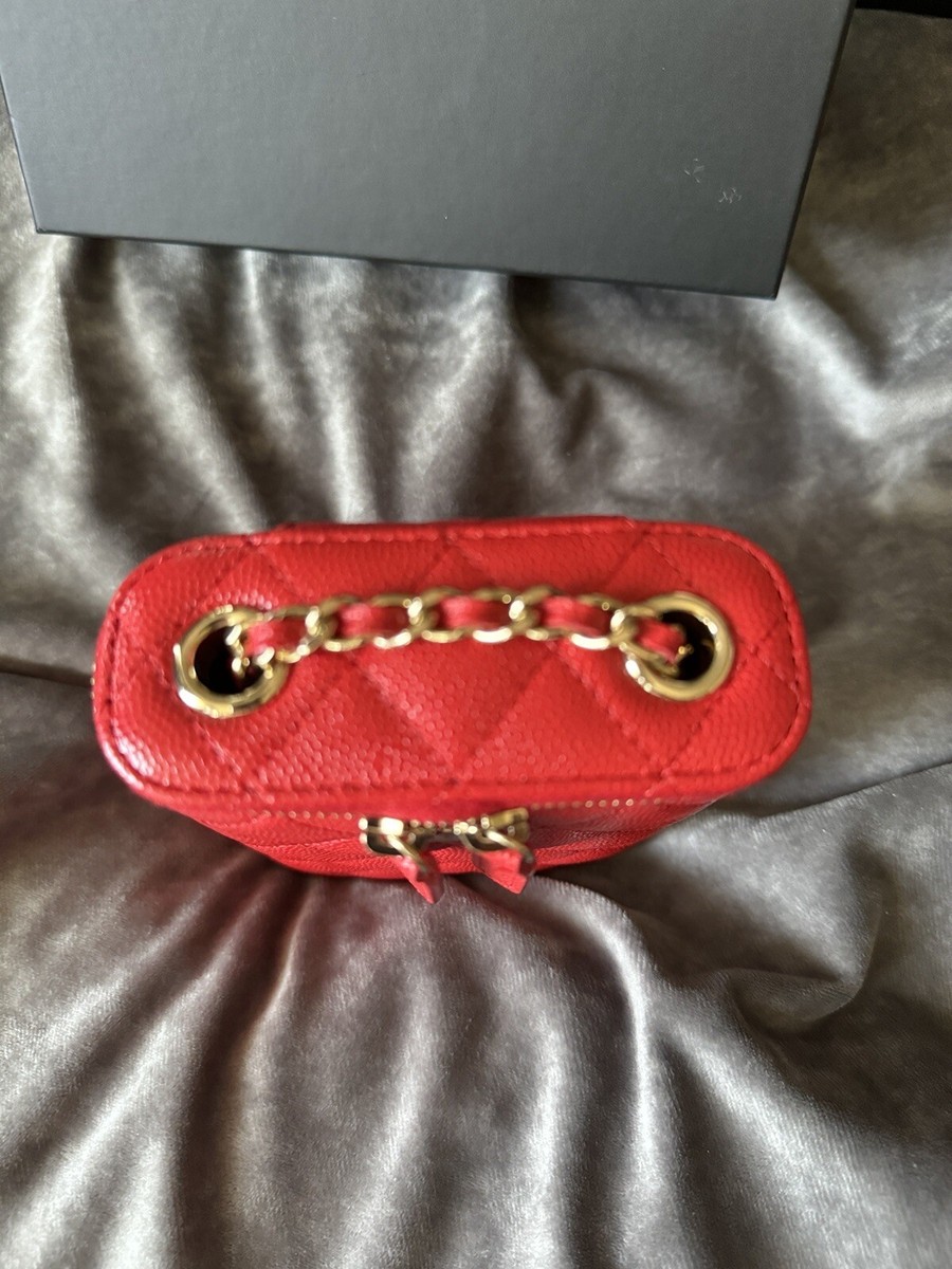 CHANEL Mini Vanity 22C Red Caviar Leather Classic Chain w/Tags