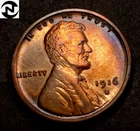 1916-S Lincoln Wheat Penny Cent ~ Choice BU (rainbow toned) ~ (W0607)