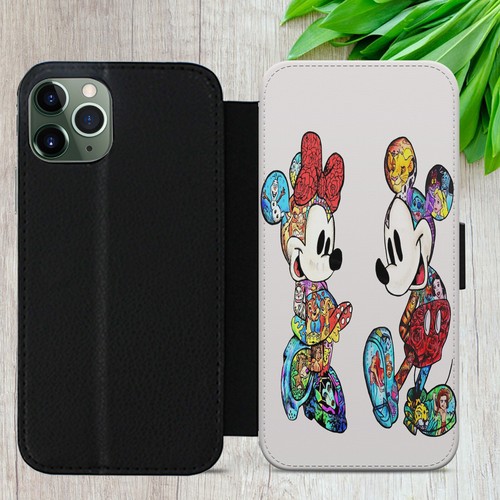 MICKEY MINNIE FLIP CASE FOR IPHONE SAMSUNG PIXEL FLIP WALLET PHONE COVER GIFT - Picture 5 of 18