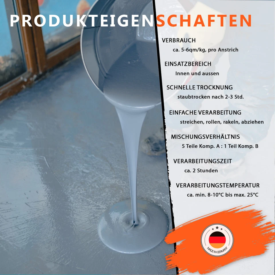 Bodenfarbe 2K PU Lack Bodenbeschichtung Industrie UV-Fest Balkon Garage LS-740 - Bild 4 von 4