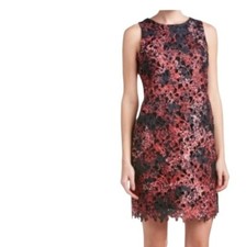 Vince Camuto Women Black And Burgandy Sleveless  Sheath Midi Dress Size 6