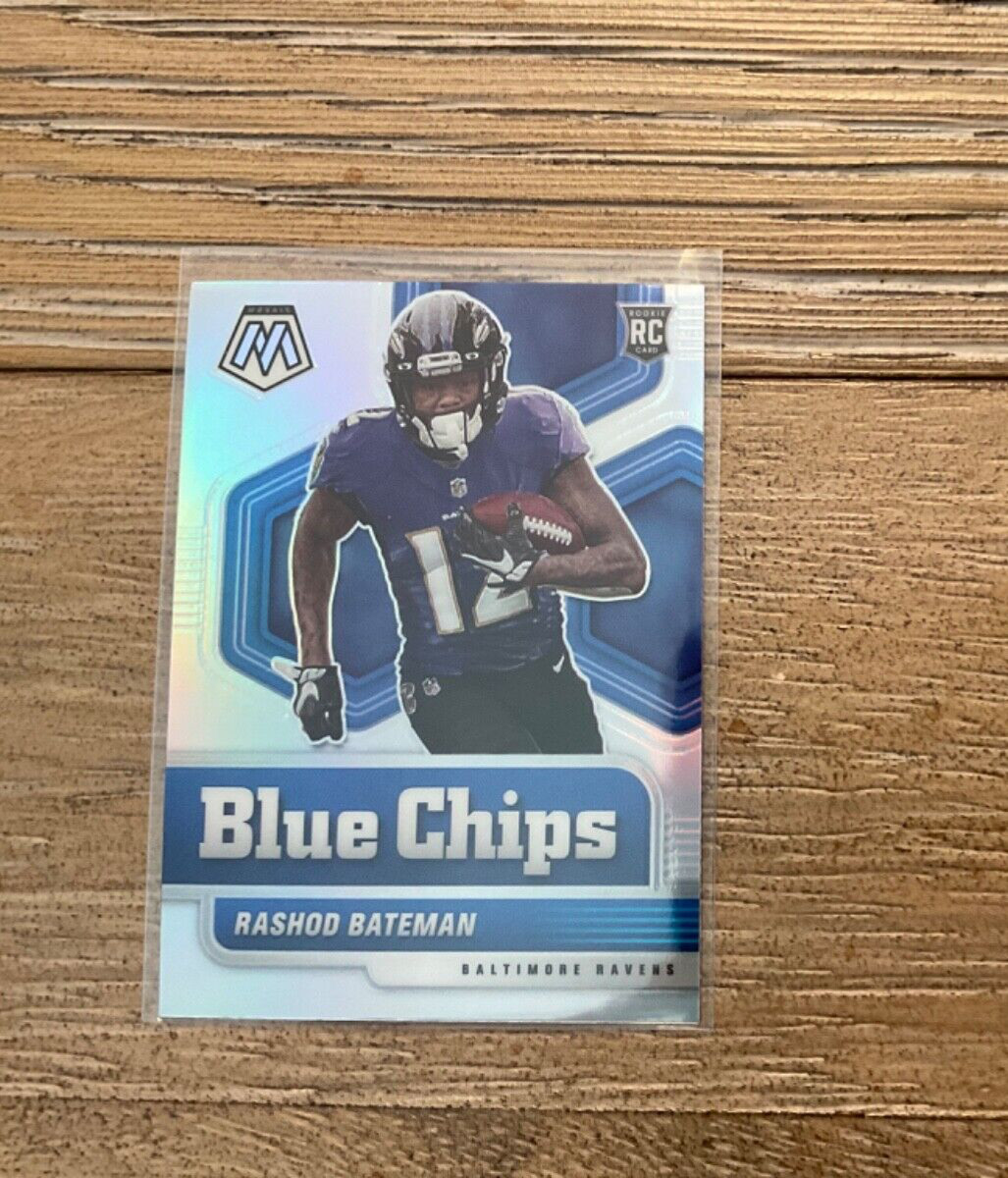 2021 Panini Mosaic Football Rashod Bateman Blue Chips Rookie Silver Prizm #9