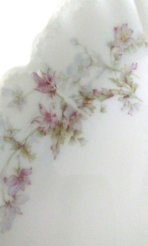 "Plato para servir antiguo Haviland Limoges Francia rosa flor púrpura oro 14" - Imagen 5 de 12