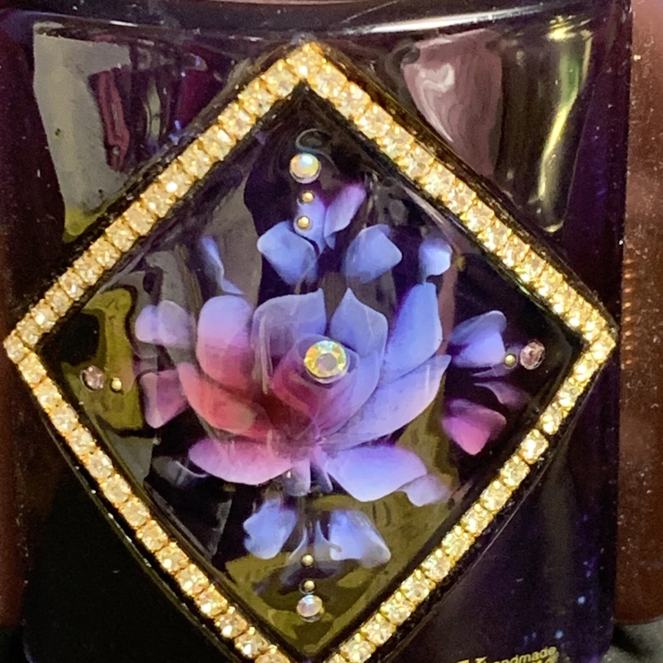 Vintage Artstar Hair Clip Floral purple glass Rhinestone Wedding Prom lotus - Image 2 of 4