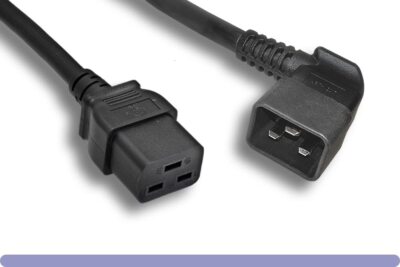 Heavy Duty 12 AWG Black Color C19 / Left Angled C20 Universal Power Cord 10ft 3M
