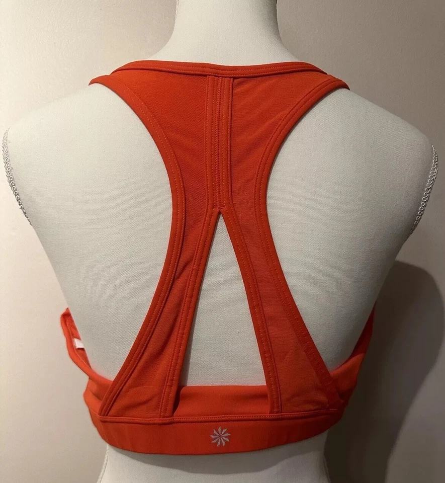 Athleta Sports Bra Racerback Sz XL Yoga Active Workout Wireless Comfort Orange - Image 2 of 4