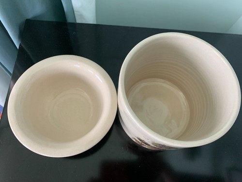 Pottery Dip Hot Cold Crock 2pc Vintage Martinez Hand Turned Pottery Marshall Tx - Picture 6 of 9