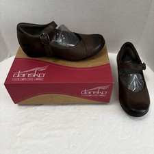 NEW Dansko Womens EU 36 5.5 US Mary Jane Fawna Burnished Nappa Chocolate Brown