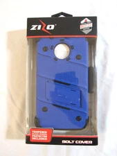 MOTO G5 PLUS ZIZO BOLT COVER BUNDLE CASE WITH TEMPERED GLASS BLUE NEW