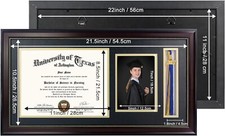 GraduationMall 11x22 Mahogany Diploma Frame with Tassel Holder and Picture for